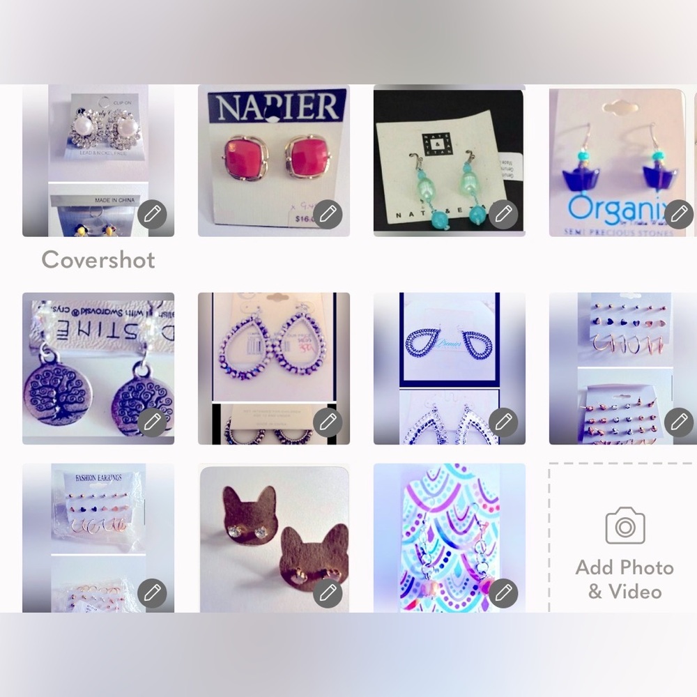 11 prs ./cards Earrings Bundle NWT:  Brand Name Stones, Metal; 1 Pr. Is Clip